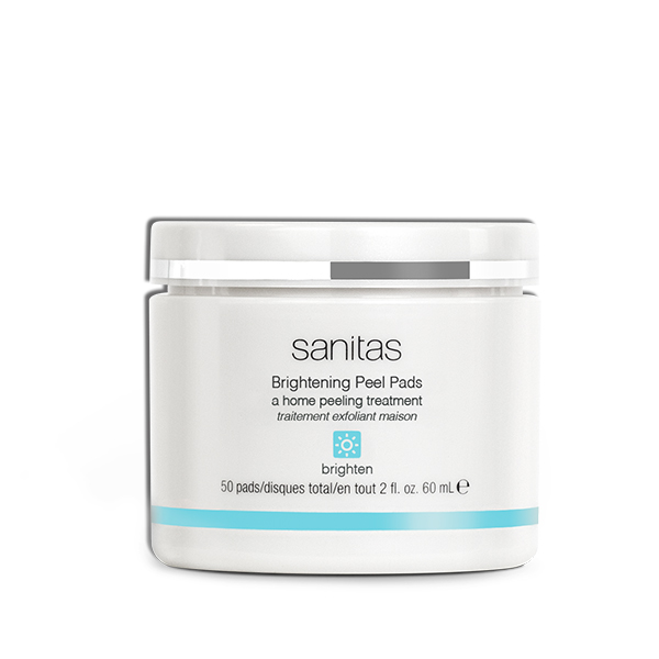 What kind of alcohol is in the Sanitas skin brightening pads made for acne-prone skin types?